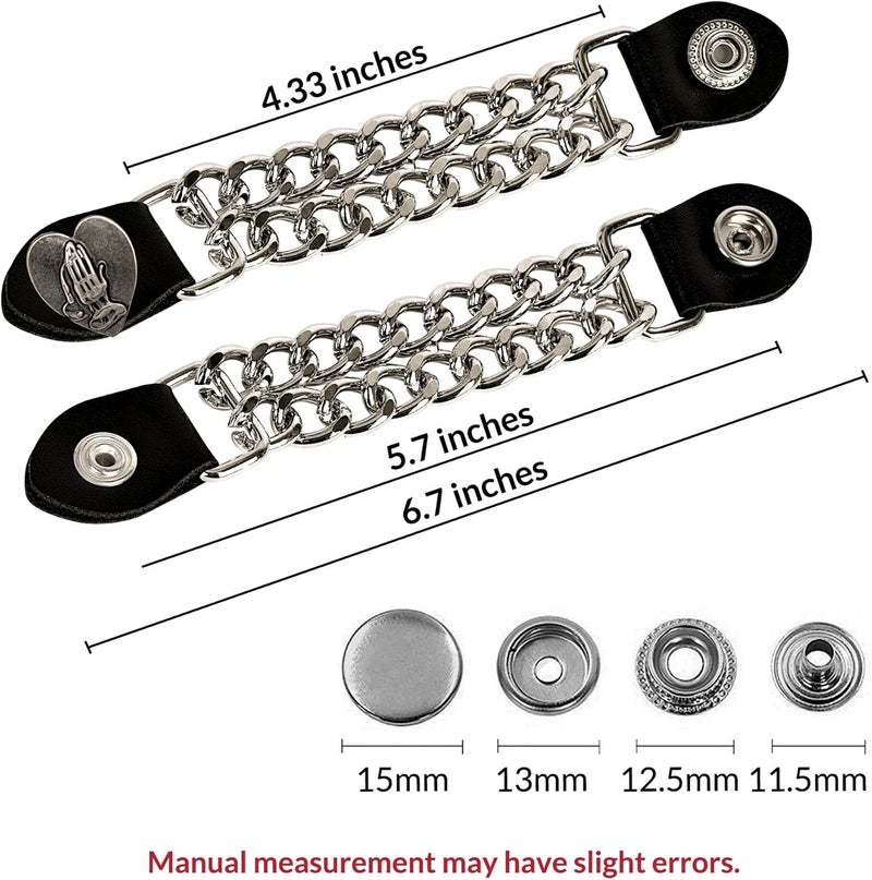 Mirthcos Motorcycle Vest Extenders for Men & Women - 4 PCS Leather Vest Extensions for Biker - Durable Double Chrome Chains - Image 3